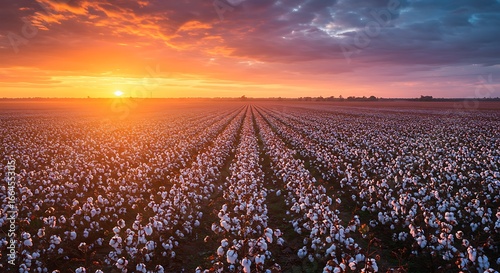 Sunset's Embrace: Cotton Field Majesty
