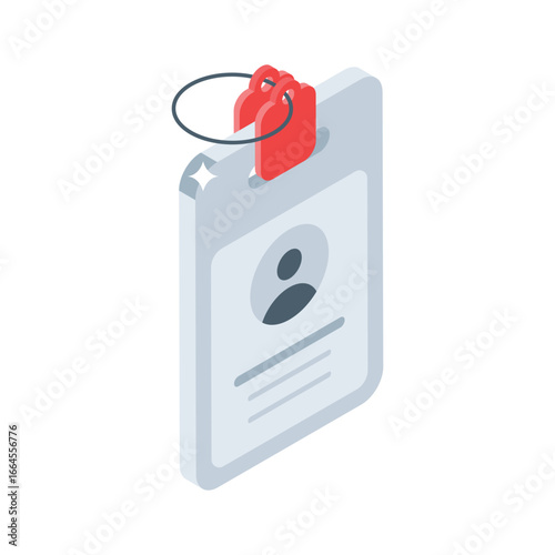An editable isometric icon of employee ID badge