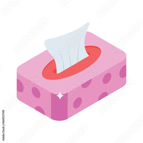 An isometric icon of cube-shaped tissue box unit