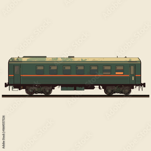 Retro green train car illustration