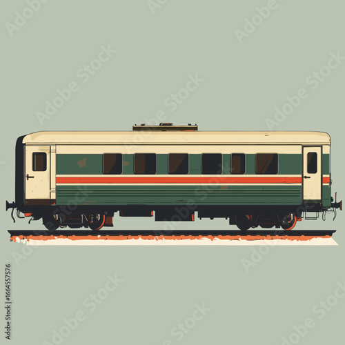 Retro green train car illustration