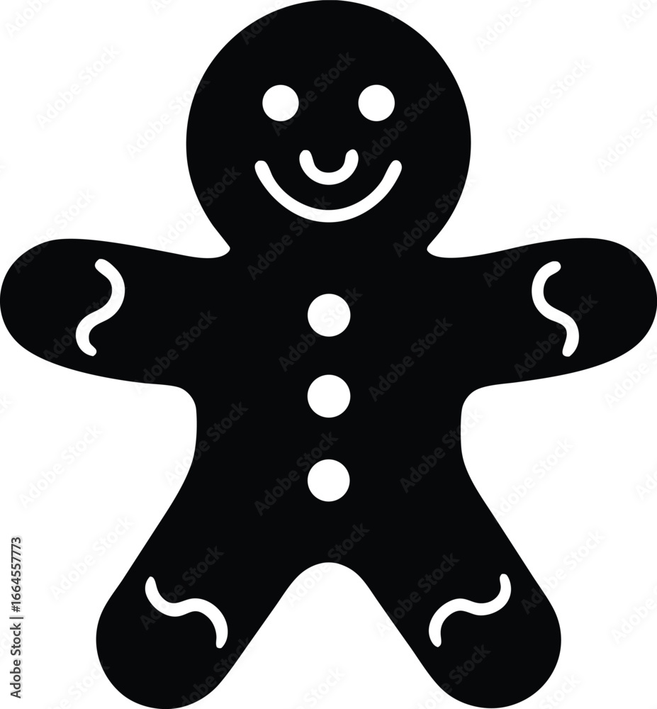Obraz premium Smiling gingerbread cookie vector icon.