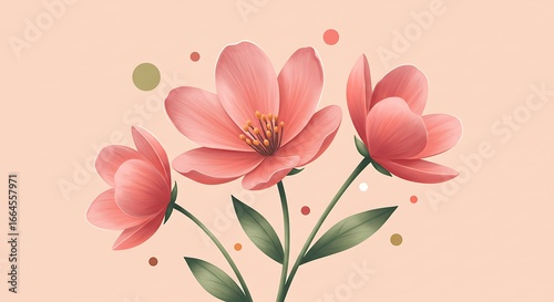 Blushing Blooms: A Digital Floral Illustration