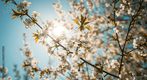 Sunlight Through Blooming Branches, Spring Flowers