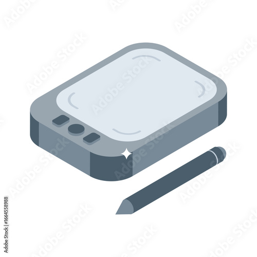 Easy to edit isometric icon of pen tablet screen