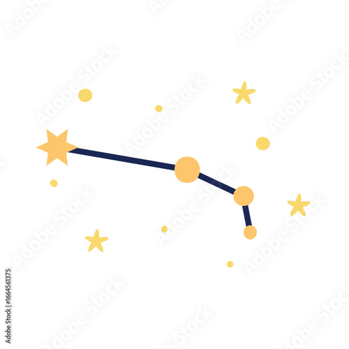 Star constellation Illustration. Astrological and horoscope symbols. Mystical esoteric black boho background for fabric design, tarot, astrology, wrapping paper. Vector illustration.