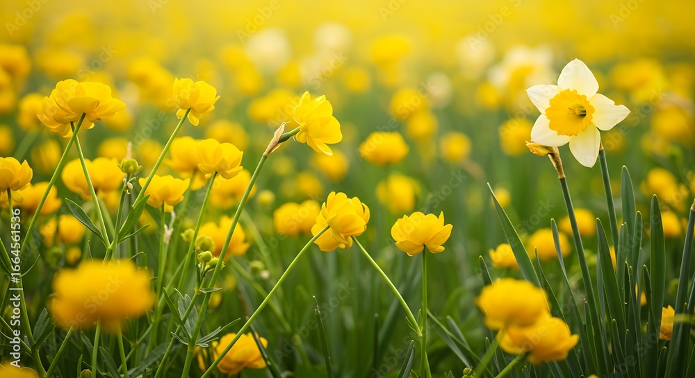 Fototapeta premium Golden Meadow: A Burst of Spring Color