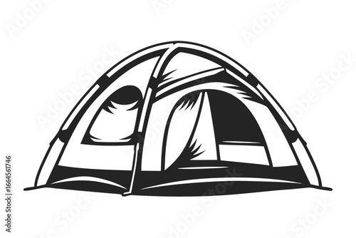 Minimalist Tent on White Background for Camping Adventure