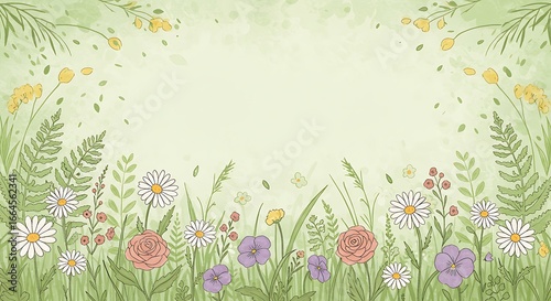 Whimsical Meadow: A Hand-Drawn Floral Fantasy