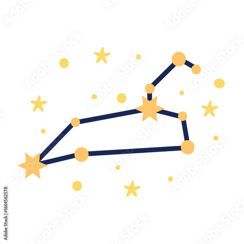 Star constellation Illustration. Astrological and horoscope symbols. Mystical esoteric black boho background for fabric design, tarot, astrology, wrapping paper. Vector illustration.