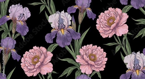 Botanical Dreams: Irises and Peonies in Vintage Style