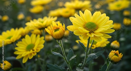 Golden Chrysanthemum Field: Sunlit Blooms