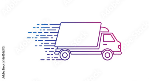 Dynamic fast delivery truck moving swiftly across a white background, symbolizing efficient shipping, reliable logistics, and rapid transport services for modern e-commerce and global distribution