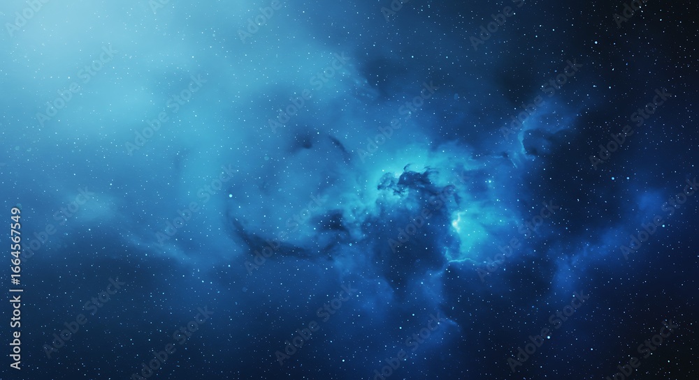 Fototapeta premium Celestial Blue: A 3D Nebula's Embrace