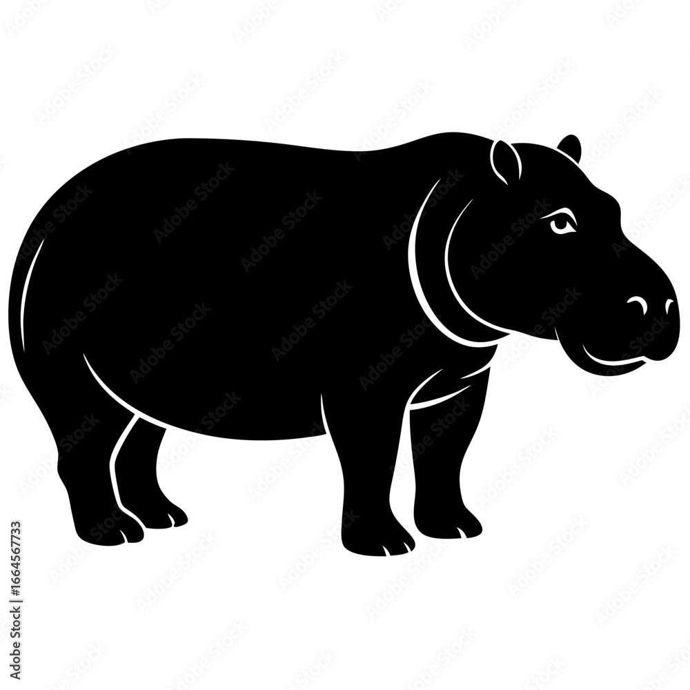 Obraz premium Hippoptamus vector silhouette on white background