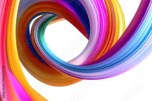 A colorful spiral with a rainbow of colors. The spiral is curved and has a rainbow of colors