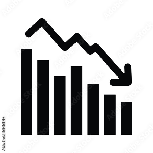 Profit loss chart with falling line icon