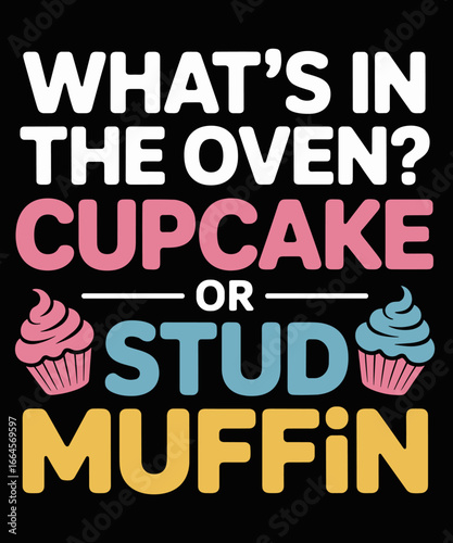 Retro Funny Gender Reveal Party Cupcake or Stud Muffin