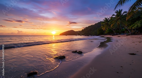 Sunset's Embrace: Tropical Shore