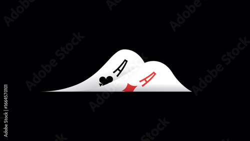 Vector illustration of playing cards with bent corners showing rank and suit. Protection your hand. Edges folded down to peek cards. Two aces. For casino, gambling, and entertainment designs.