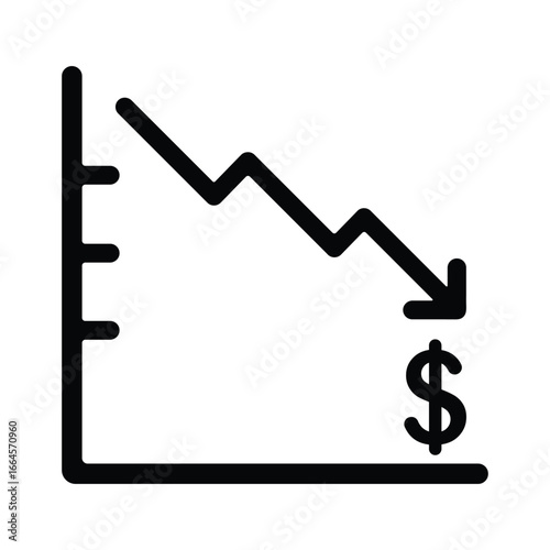 Profit loss chart with falling line icon