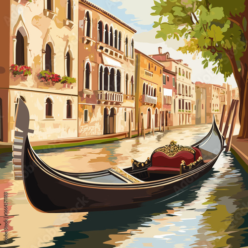 Serene Gondola Ride in Venice at Sunset