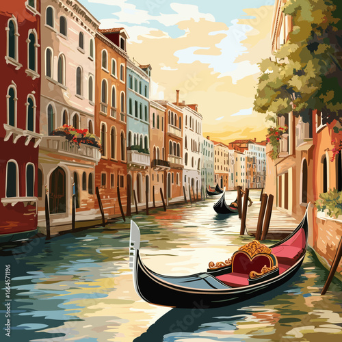 Serene Gondola Ride in Venice at Sunset