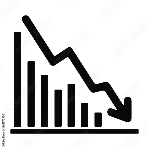 Profit loss chart with falling line icon