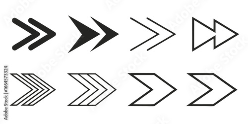 Collection of Diverse Rightward Pointing Arrow Icons.