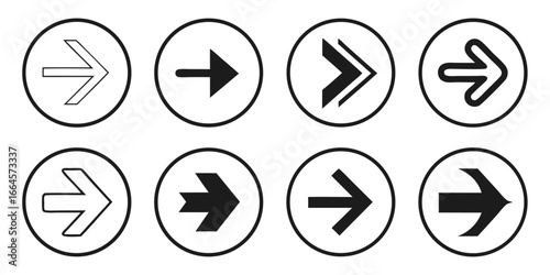 Collection of Diverse Rightward Arrow Icons.