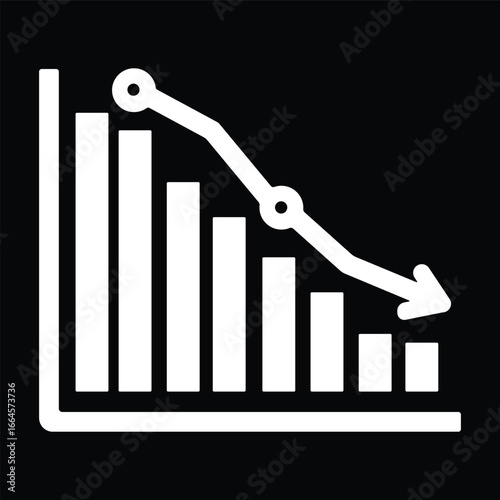 Profit loss chart with falling line icon