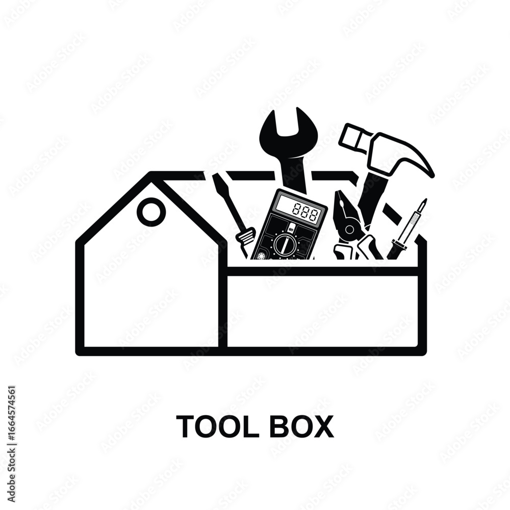 Fototapeta premium Tool box icon. Toolbox icon isolated on background vector illustration.