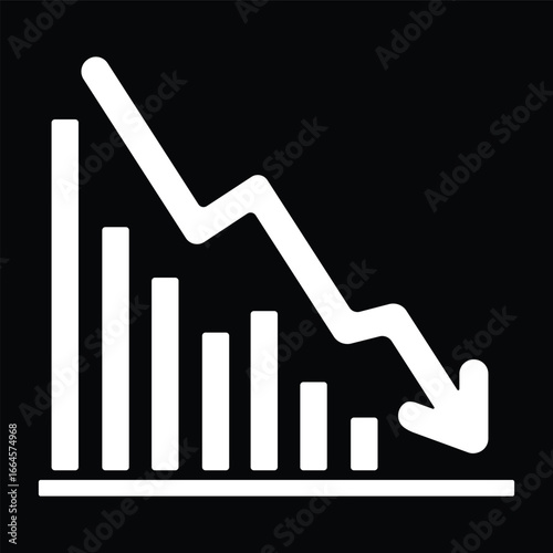 Profit loss chart with falling line icon
