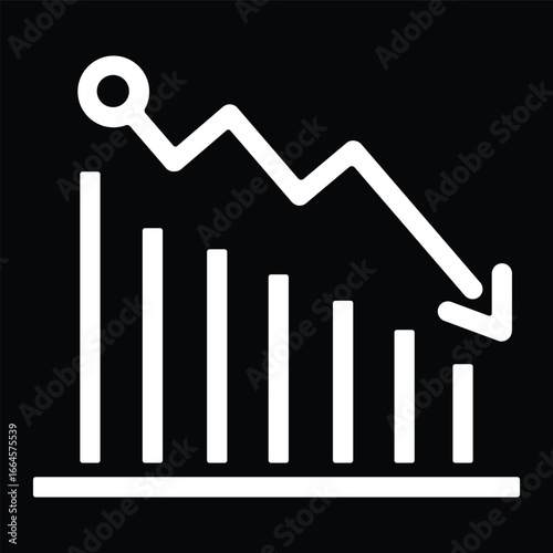 Profit loss chart with falling line icon