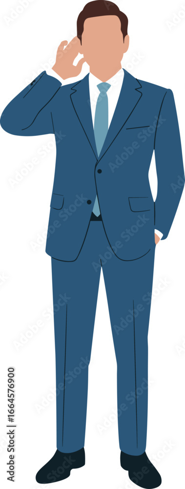 Businessman vector illustration in blue suit, professional male fashion design, flat cad drawing, office worker silhouette, corporate style artworkBusinessman vector illustration in blue suit Businessman vector illustration in blue suit, professional male fashion design, flat cad drawing, office worker silhouette, corporate style artworkBusinessman vector illustration in blue suit