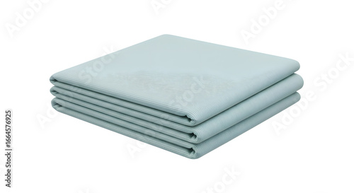 Folded Light Blue Hospital Bed Sheets on White Background