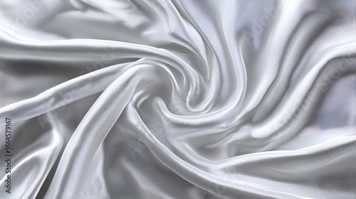 Close-Up of White Silk Fabric with Smooth Texture and Elegant Folds in Soft Lighting