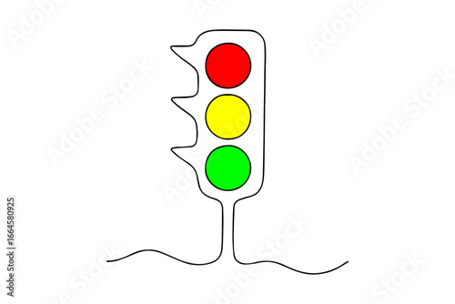 traffic light isolated on white,
Minimalist One Line Traffic Light Illustration – Modern Vector Design
