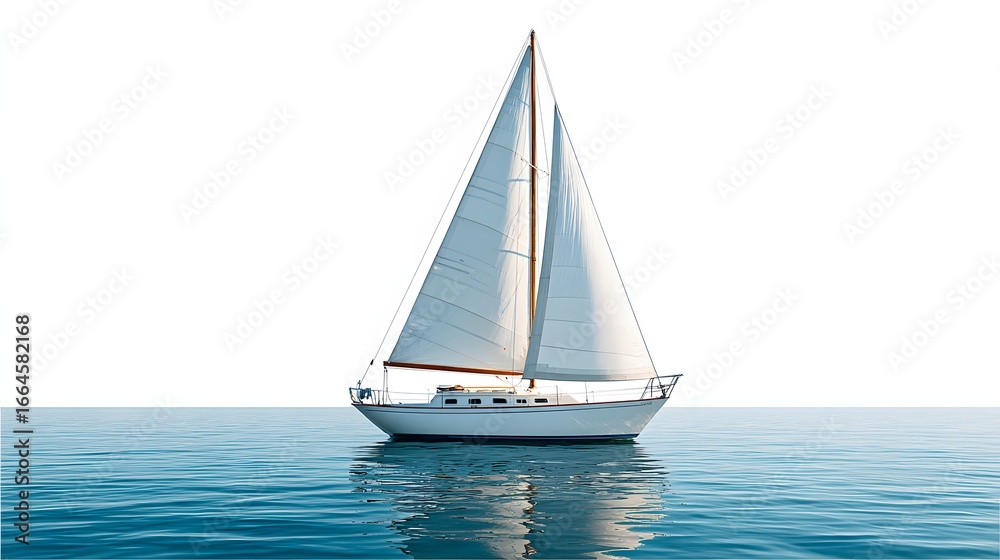 Fototapeta premium Elegant Sailboat Gliding Across Calm Waters with Soft Reflections on the Surface