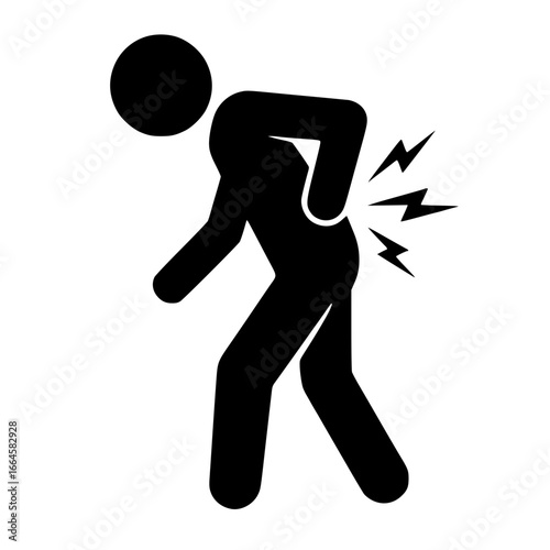 Stickman Figure with Back Pain SVG Clip Art