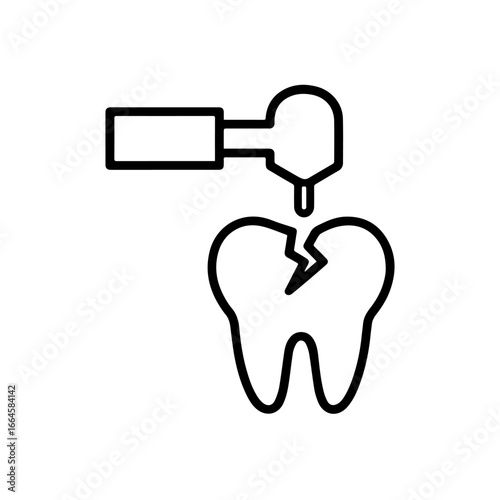 tooth filling line icon vector illustration isolated on white