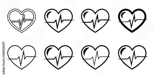 Heartbeat Cardiogram Icon Set