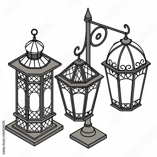 vintage lantern isolated on white
