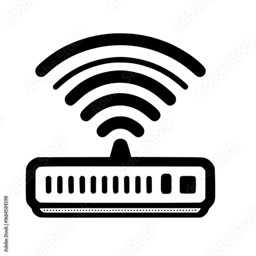  wireless internet modem displaying signal waves black vector icon with transparent background 