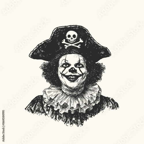 Spooky Clown Art with Pirate Theme