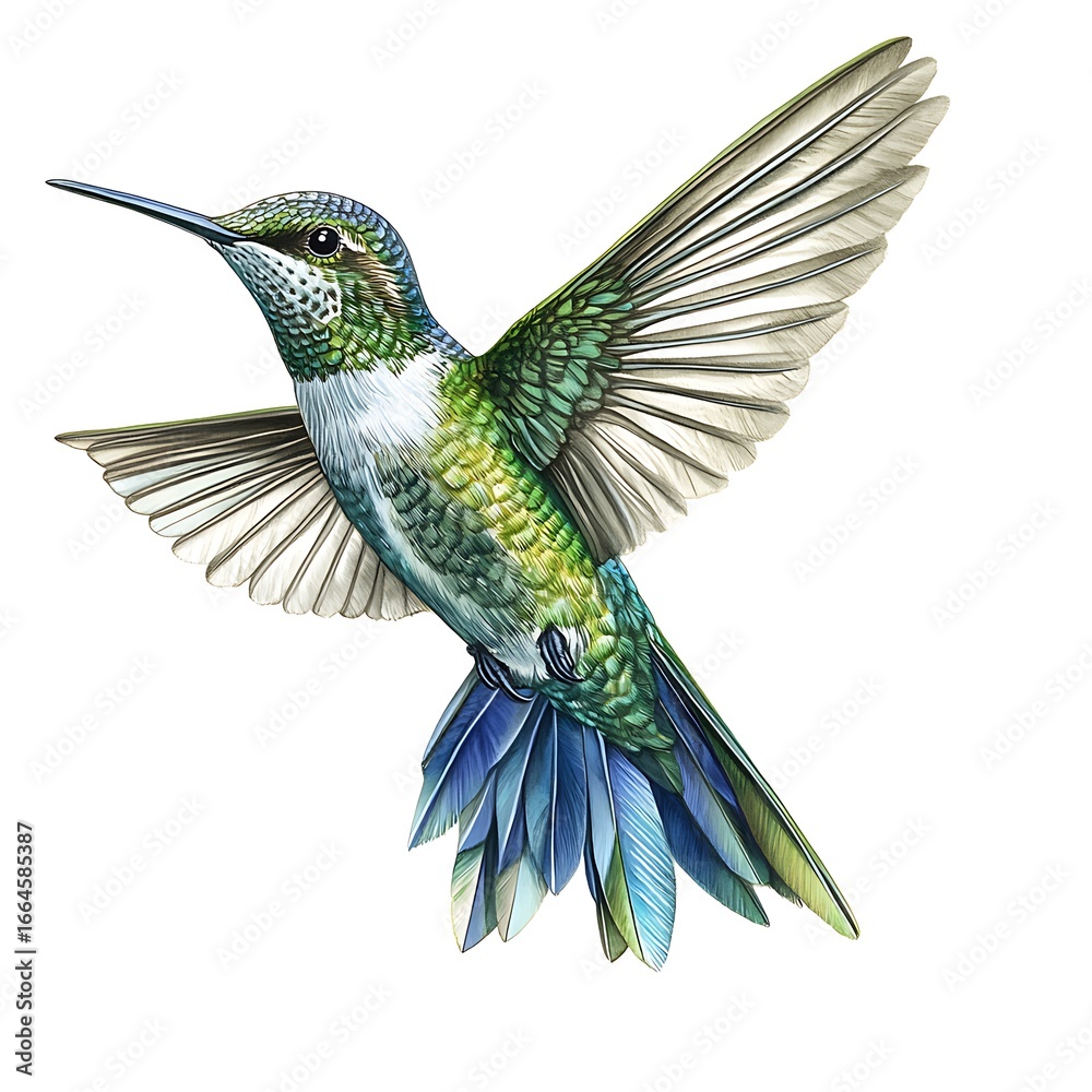 Fototapeta premium Detailed hummingbird in flight
