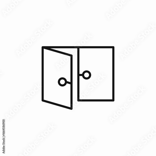 double doors partially open icon sign vector