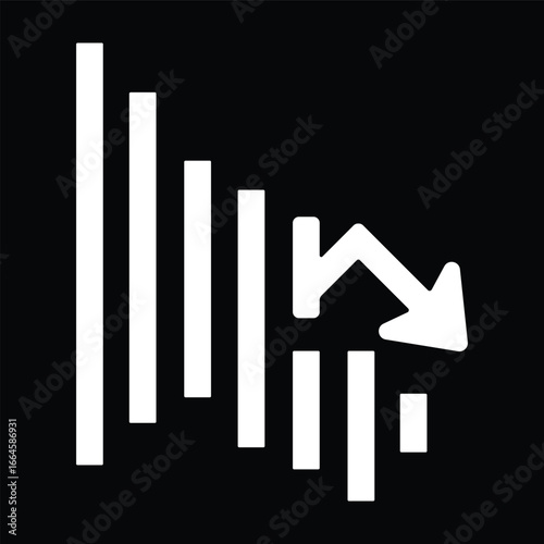 Stock market chart showing fall icon