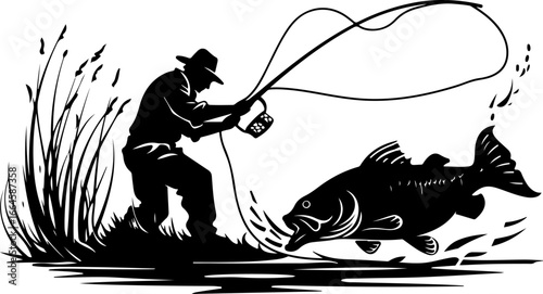 "Serene Silhouettes: The Art of Fishing at Dusk"