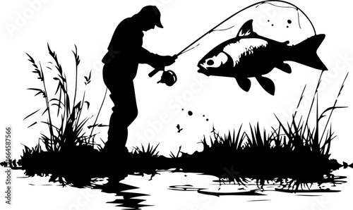 "Serene Silhouettes: The Art of Fishing at Dusk"